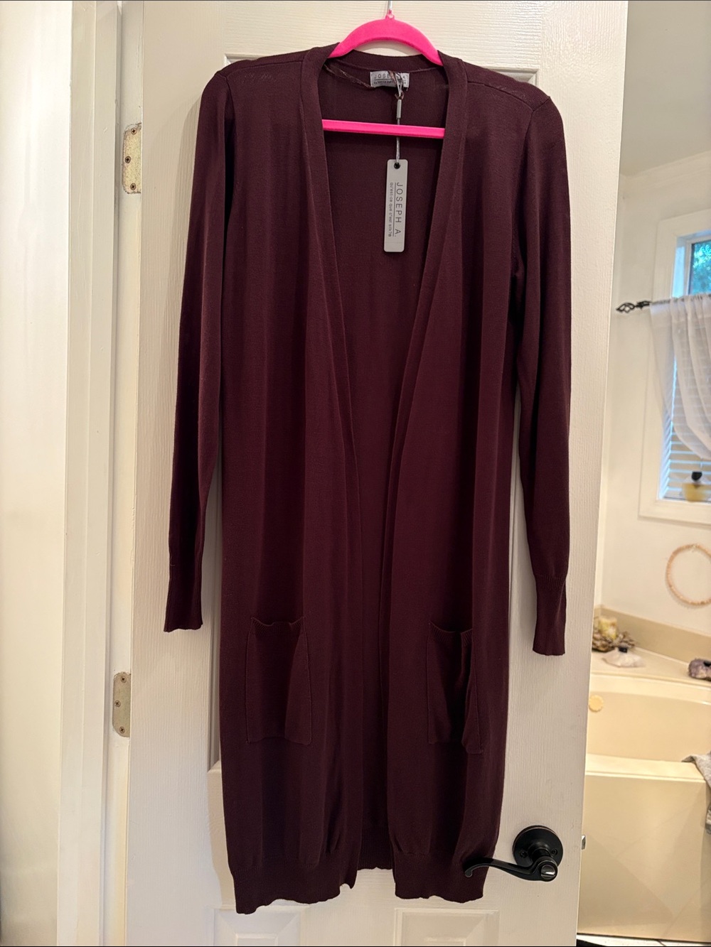 Joseph A Long Open-Front Cardigan in Brown